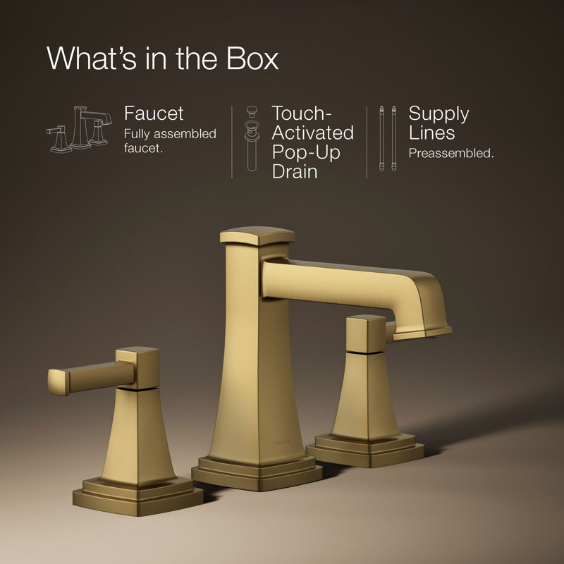 Riff Widespread Bathroom Sink Faucet, Vibrant Brushed Moderne Brass, 0.5 GPM
