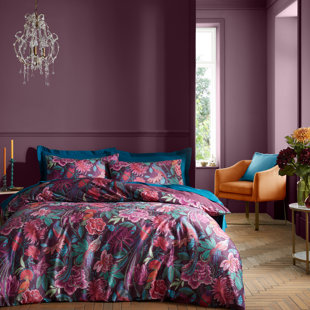 Kate Floral Soft Velvet Duvet Cover Set Polyester Floral Duvet Cover with Pillowcases Included