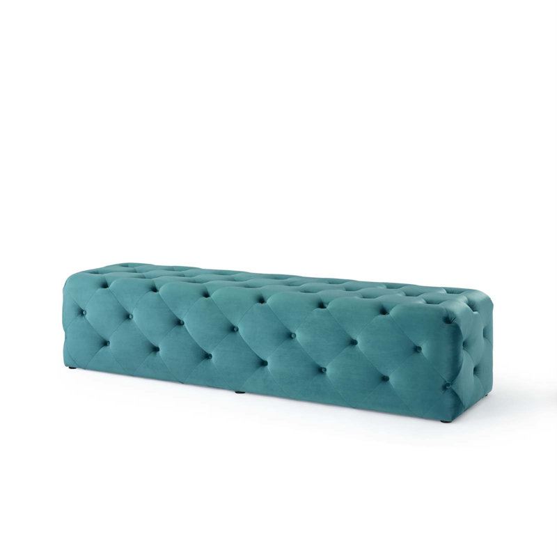 Banc de hall d'entrée capitonné Modway Amour, Bleu mer, H 16,5 po x l 72 po x P 19 po