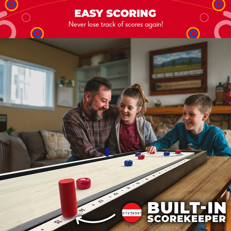 2-in-1 Premium Shuffleboard and Curling Game