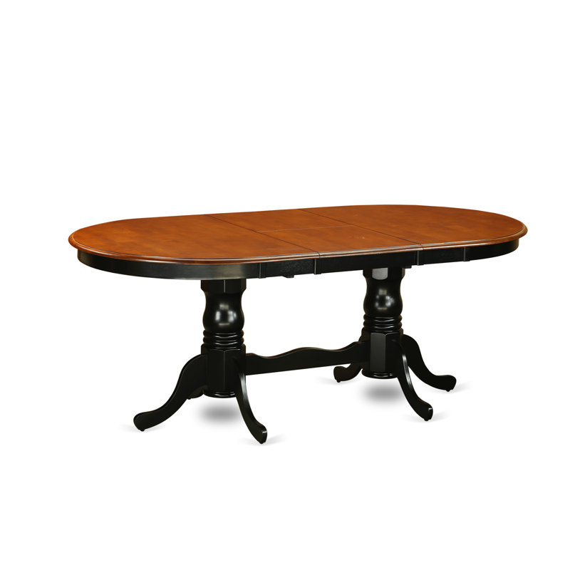 5 Piece Dining Room Table Set Includes an Oval Wooden Table with Butterfly Leaf and 4 Kitchen Dining Chairs, Black & Cherry