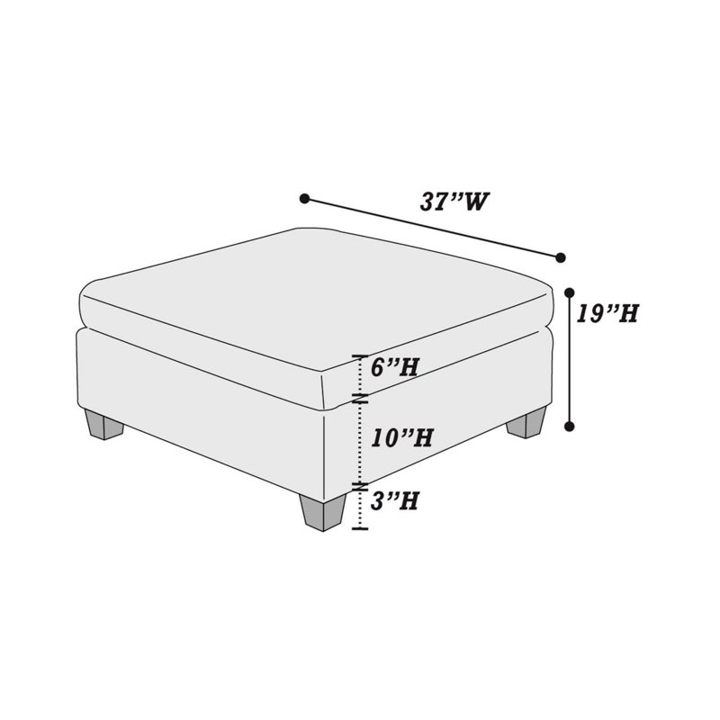 Square chenille ottoman, Marine