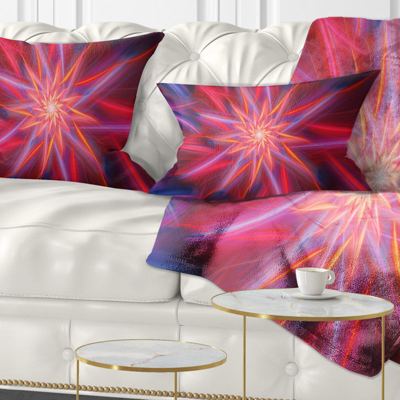 Coussin lombaire floral à fleurs exotiques, Rouge / Mauve
