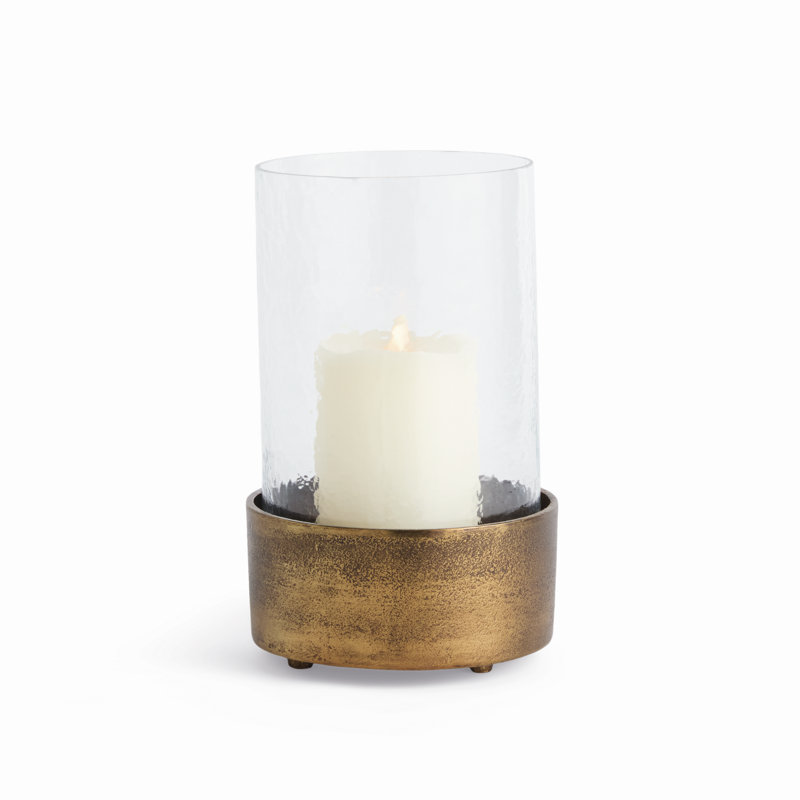 Petit ouragan en verre martelé et aluminium coulé Brindisi, H 10,75 po x l 6,75 po x P 6,75 po, Bronze