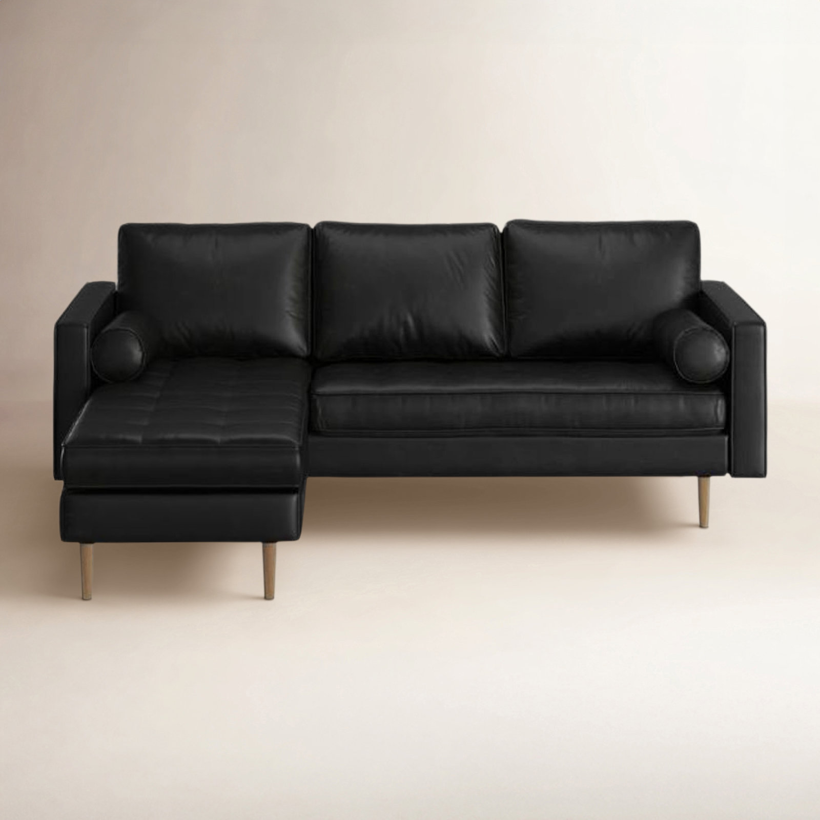 Pritchett Sectional, Midnight Black Vegan Leather