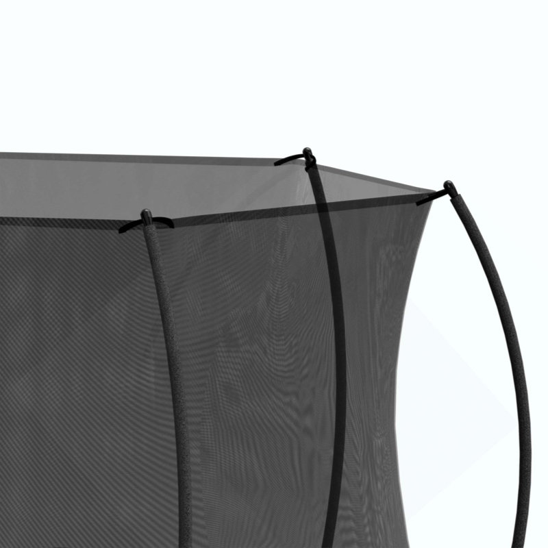 Trampoline (coussin de couleur double face), trampoline pour enfants et adultes avec filet et échelle, poteau de clôture incurvé
