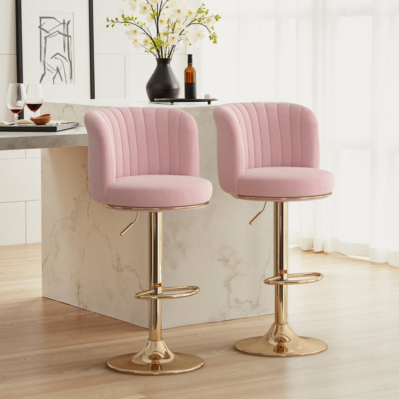 Tabouret de comptoir rembourré à hauteur ajustable, Rose