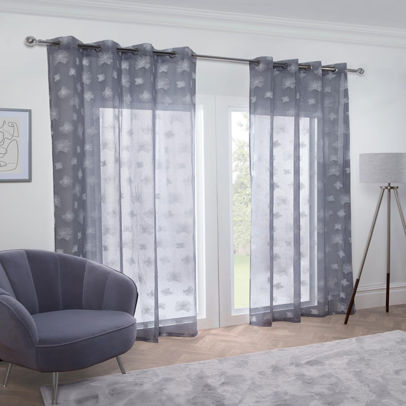 Geraint Sheer Curtain, 144.78 W x 228.6 D cm, Silver