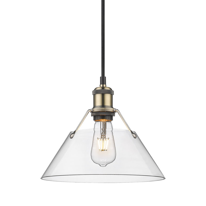 Weatherford 1 - Light Pendant, Aged Brass, 130" H x 10" W x 10" D, Clear Glass