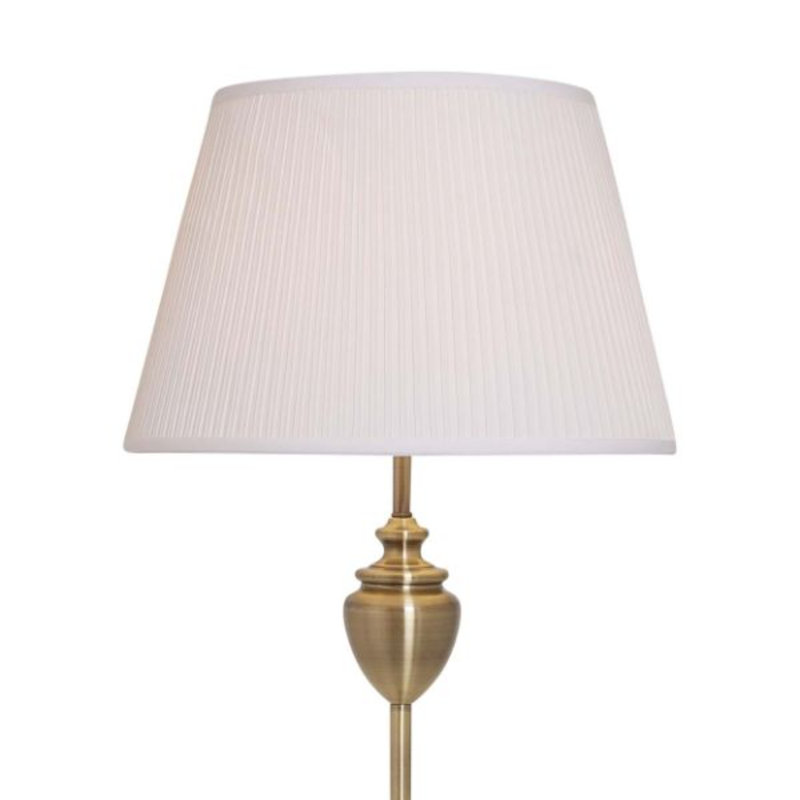 Adalynd 150cm Traditional Floor Lamp, Antique Brass, White