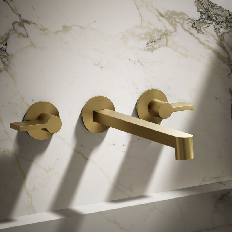 Components Wall-Mount Bathroom Sink Faucet Trim, Vibrant Brushed Moderne Brass