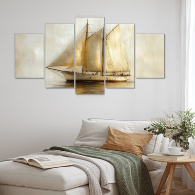 «White Sailing Aegean Greek Trireme Ship», ensemble de reproduction d'art de bateau à voile
