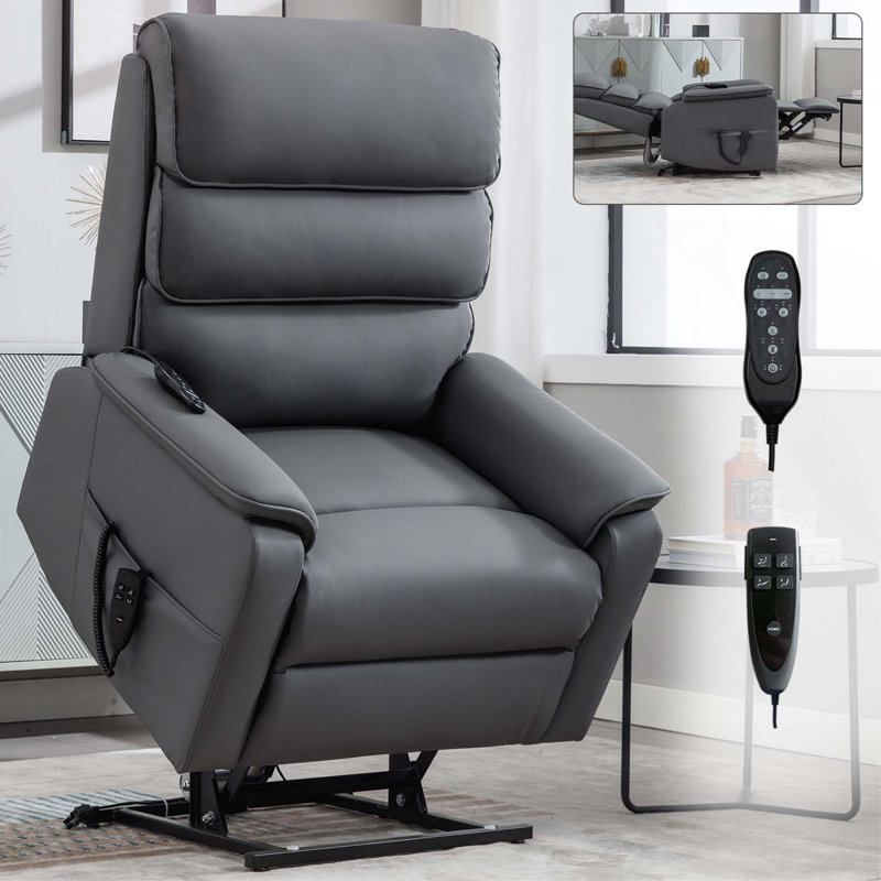 Dual Motor Infinite Position Power Lift Recliner Chair with Heat Massage & Power-Remote, Gray
