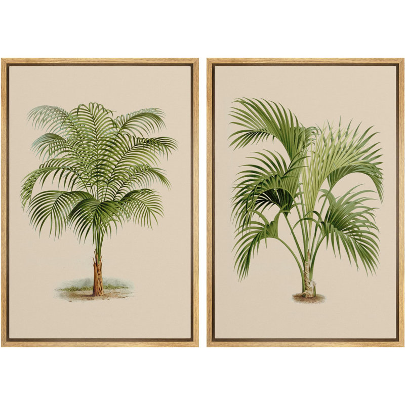 Vert tropical, palmier, illustrations, art moderne, décor botanique minimaliste, H 24 po x l 32 po, Naturel