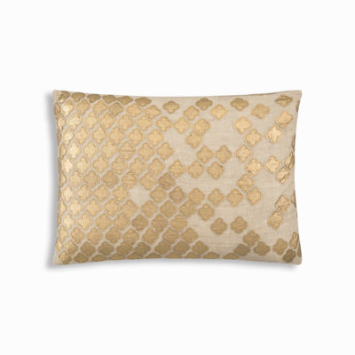Cloud9 Design Linen Decorative Lumbar Pillow – Gold Embroidered Design