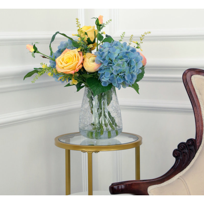 Rose Hydrangea Crackle Vase - 17 Inches