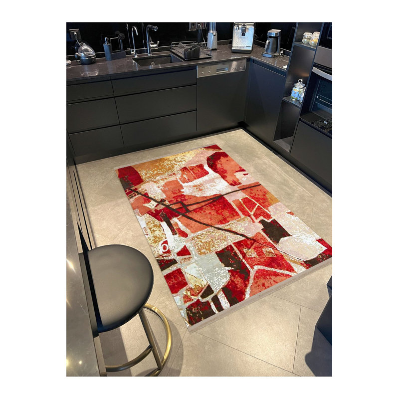 Tapis décoratif multicolore à motif abstrait multicolore de la collection Barcelona, Rectangle 3 pi 3 po x 4 pi 11 po