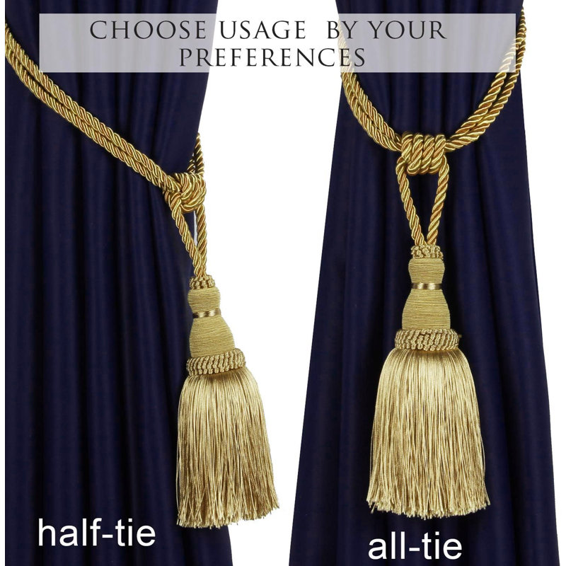 Chassi Rayon Adjustable 23.6" Curtain Tieback, Gold