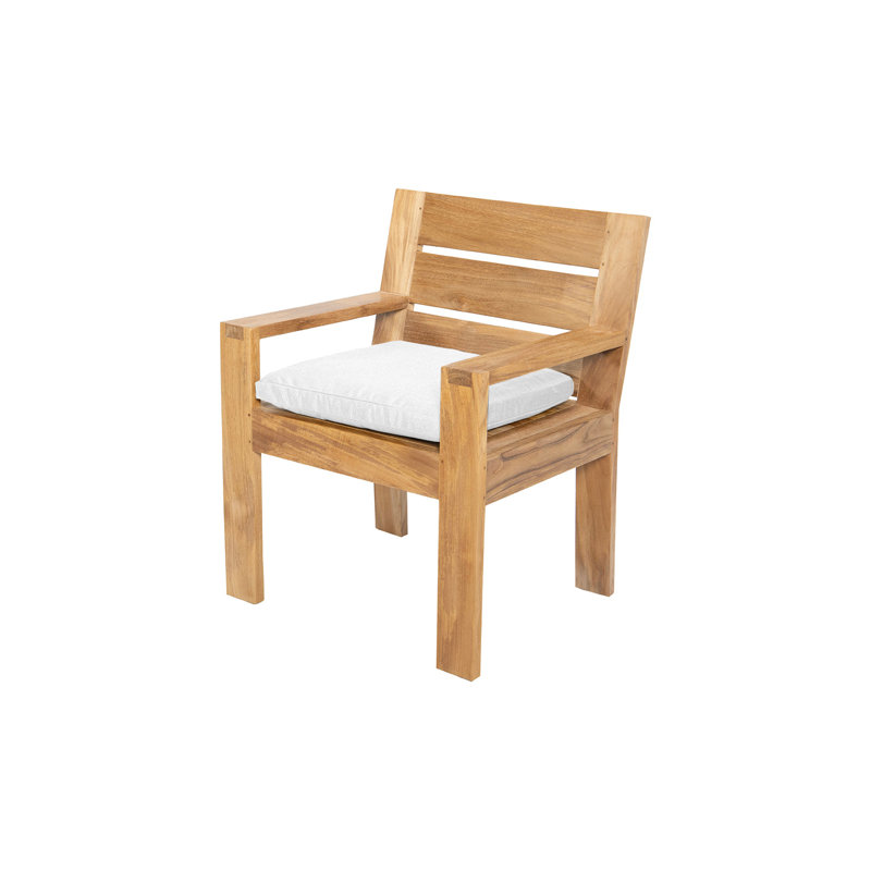 Pacific Outdoor Teak Dining Armchair with Sunbrella Cushions, White