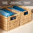 Set Of 6 Natural Water Hyacinth Woven Storage Baskets 12.6” X 8” X 7”, Rectangular Wicker Basket With Built-In Handles, Medium (Natural - Set Of 6)
