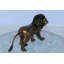 Small Bronze Lion Sculpture Walking Pose Animal Art 15" x 5" x 8"H