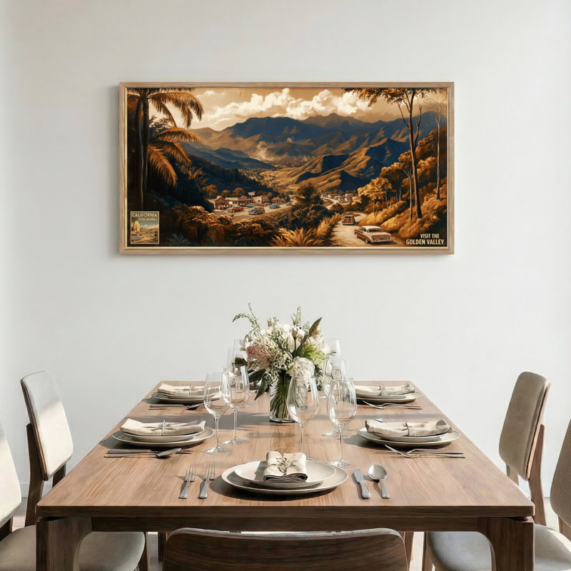 Tableau encadré sur toile « Vallée de montagne », 122 x 61 cm (48 x 24 pouces), lot de 1, 48 x 24 pouces