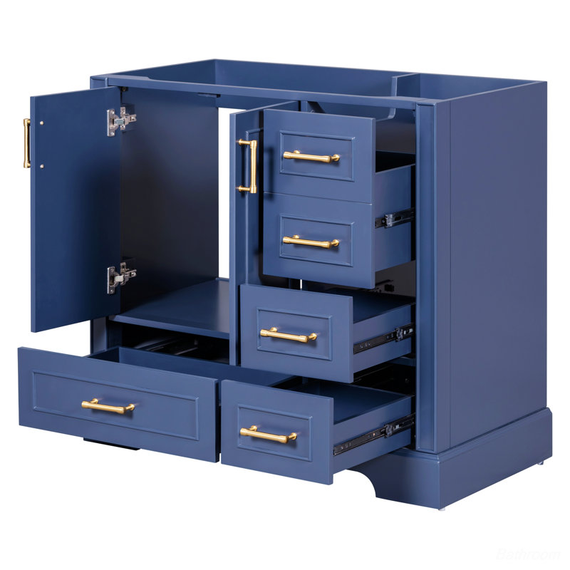 Meuble-lavabo simple pour salle de bain, Bleu marine