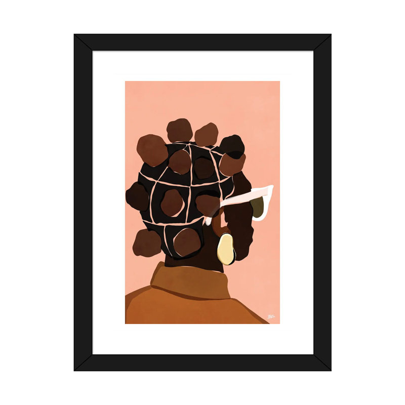 Ébène par Brie Nicole-impression d’art graphique, Papier encadré noir, Blanc, H 24 po x l 16 po x P 1 po