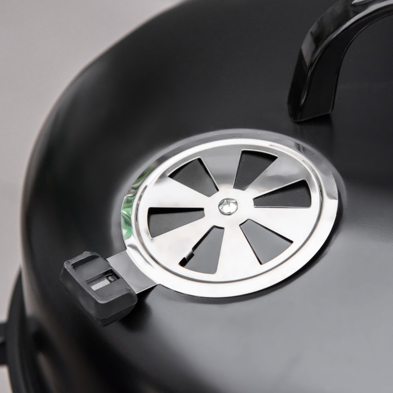 31 Charcoal Bbq Smoker Grill - 16" Round With Two Cooking Areas And Thermometer For Outdoor Camping, Picnic, Backyard Bbq, Black Vertical Heat- , Adjustable Air Vents Outdoor,