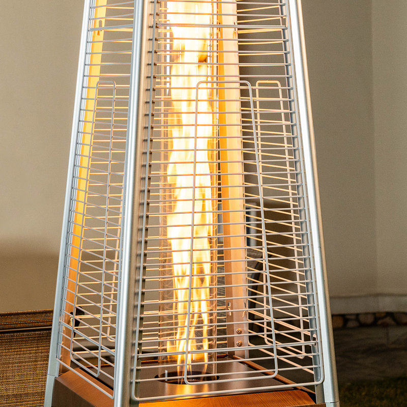 Outdoor 48,000 BTU Pyramid Propane Gas Patio Heater with Wheels, Bronze