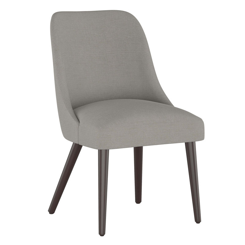 Chaise en bois massif Lozelle, Espresso, Lin classique mastic
