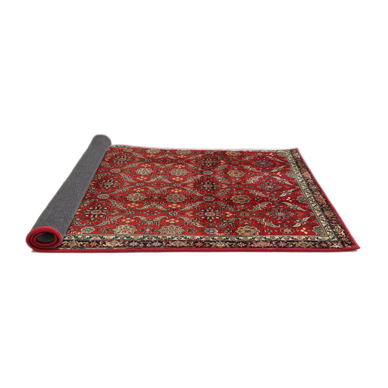 Tapis rouge/ivoire/brun traditionnel, Rond 4 pi