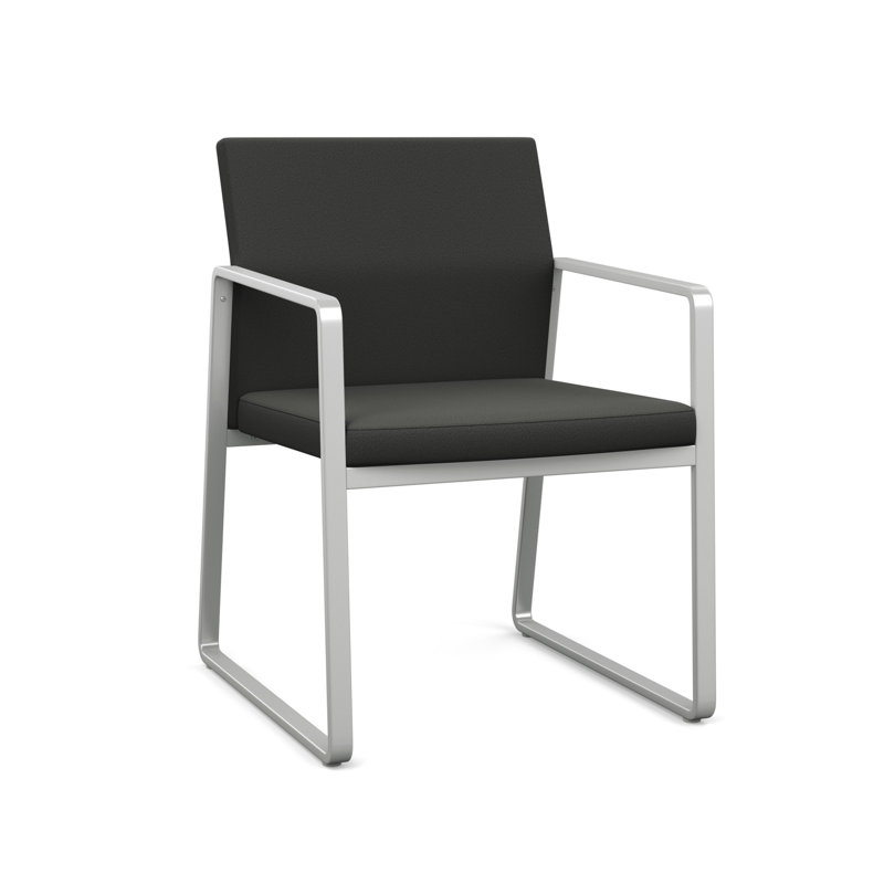 Chaise d'invité Gansett, Argent, Vinyle gris anthracite Patriot Plus