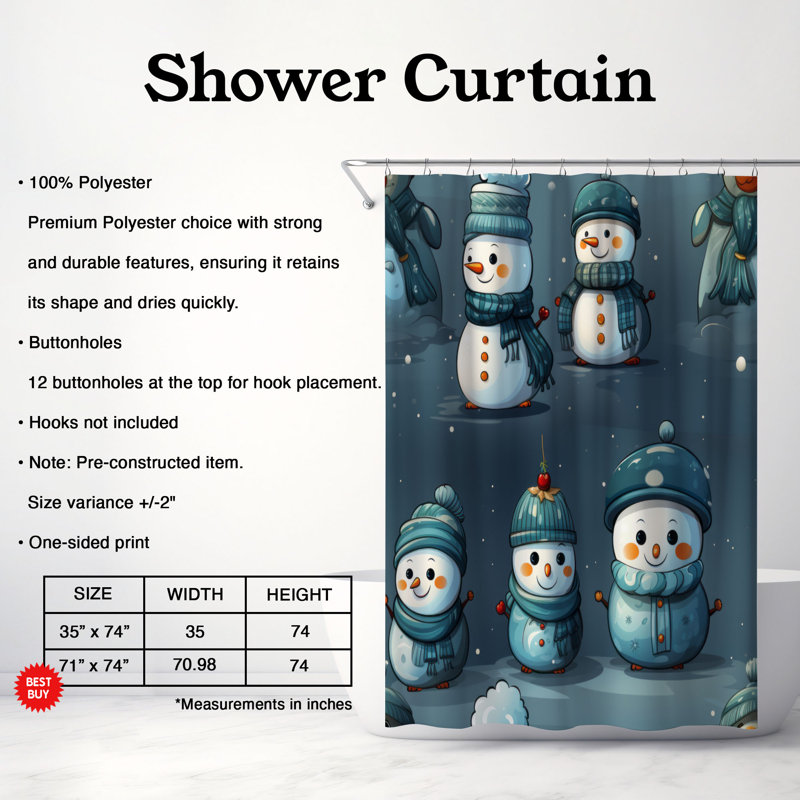 Rideau de douche Wintry Sculpture - Premium, H 74 po x l 71 po