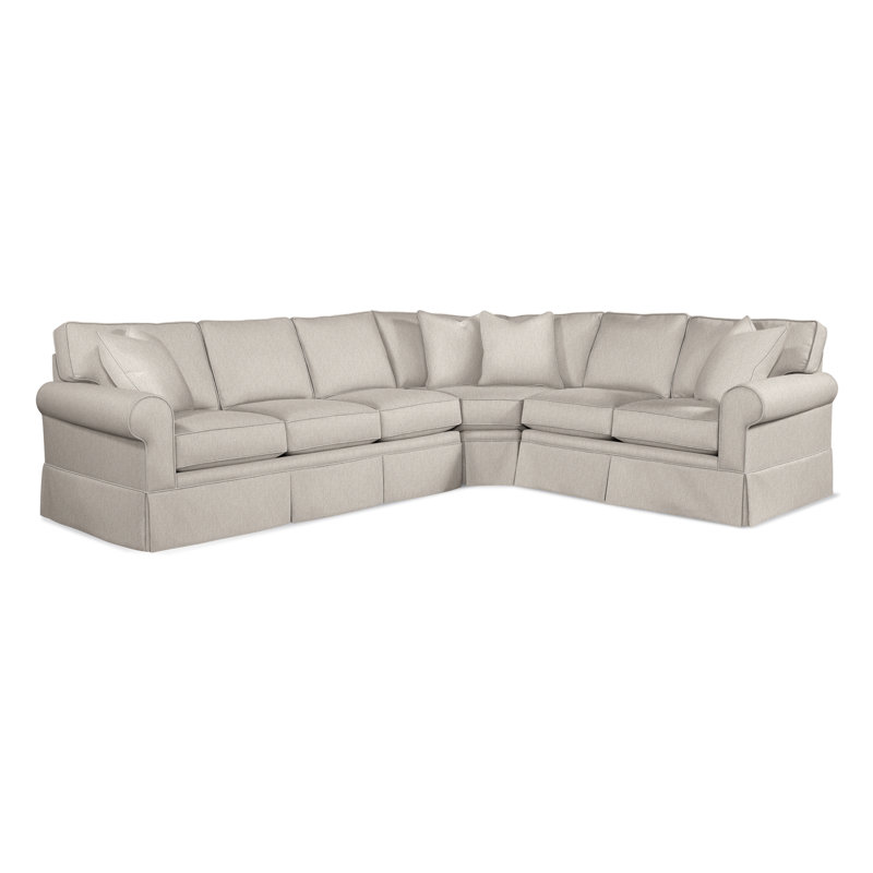 Canapé modulaire de coin large 124 po Benton, Velours Marquis colombe ‑ 0913-84, Accoudoir à droite (vu de face)