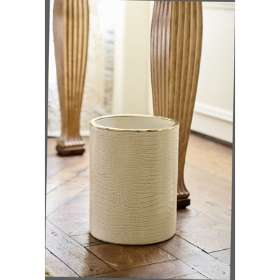 Classic Leather / Faux Leather Open Waste Basket - 3 Gallons