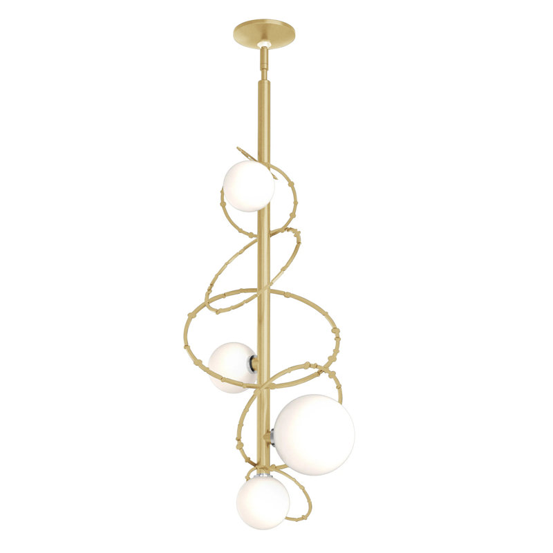 Olympus Vertical Pendant - Opal Glass, Modern Brass