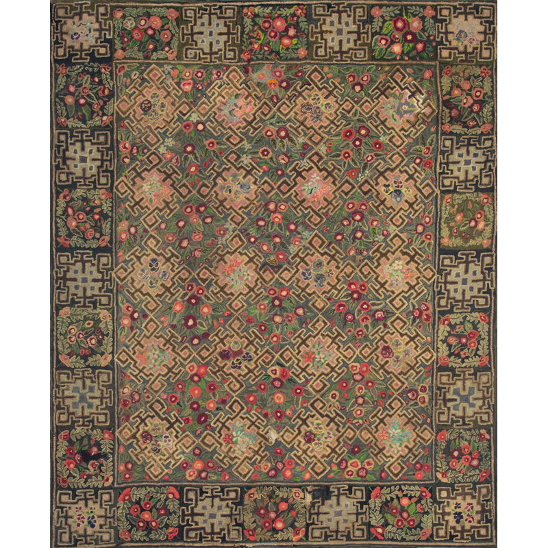 Tapis à poils bouclés gris antique en laine et coton