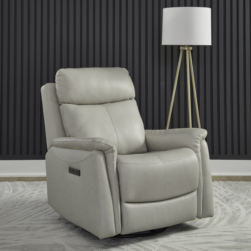 Jodena Swivel Glide Power Recliner, White; Beige