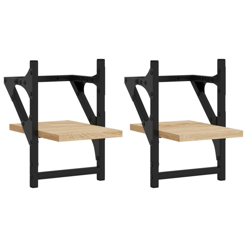 vidaXL Wall Shelves with Bars Storage Display Shelf for Living Room