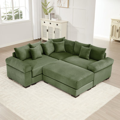 Oversized Cloud Modular Sectional Couch, Convertible With Ottoman, Soft Corduroy Fabric, Ergonomic Design For Comfortable Lounging And Reading