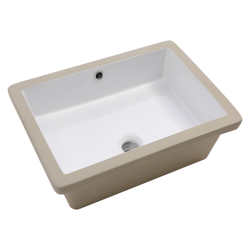 Lavabo de salle de bain rectangulaire encastré en céramique blanc avec trop-plein l 20 po x P 15,5 po