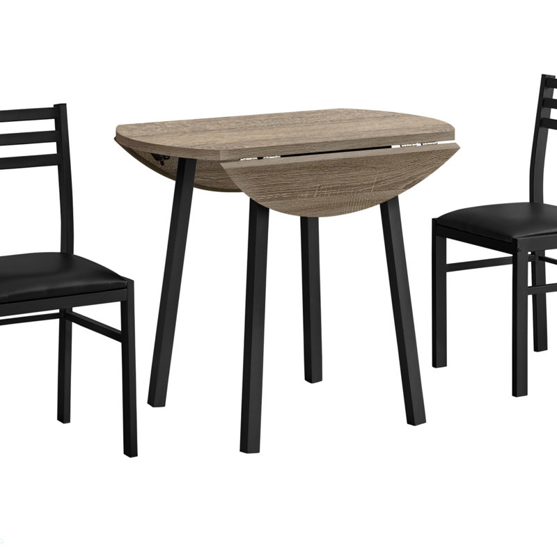 Ensemble de table de salle à manger à abattants contemporain de 3 pièces, conception peu encombrante avec chaises rembourrées, idéal pour les petites cuisines et la vie moderne.