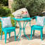 Bistro d'extérieur en métal bleu sarcelle, 3 pièces, thermolaqué, eau, table de 30 po, chaises profondes de 20,5 po, bleu sarcelle, chaises de 20 po, fer à repasser, durable, stable-639120808