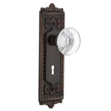 Egg & Dart Plate with Decorative Keyhole and Round Clear Crystal Door Knob