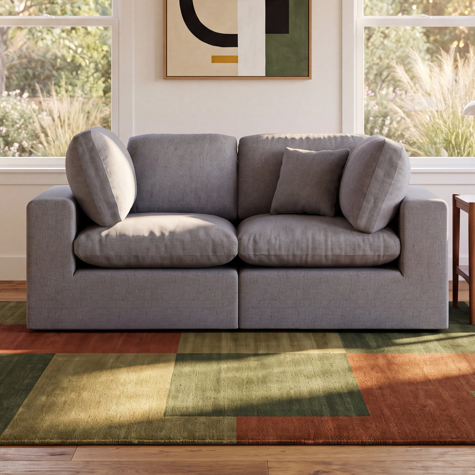 Jossa 38" Modular Sofa, Gray Polyester