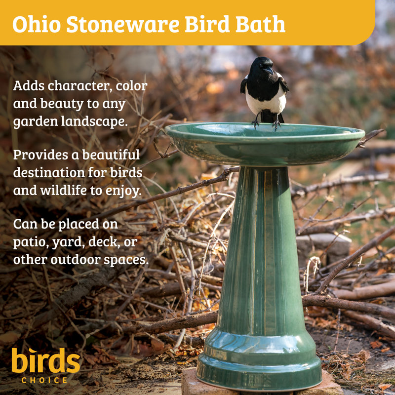 Gray Ceramic Locking Top Bird Bath Stand