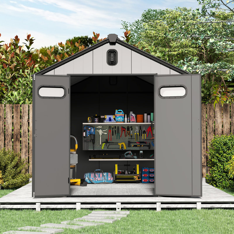 Plastic Portable Outdoor Storage Shed, 93.43" H x 93.84" W x 117.96" D
