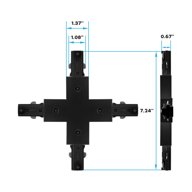 Luminaire en X Luxrite H, connecteur à 4 voies de type H, compatible avec un composant de source d'alimentation à 3 fils 120 V, paquet de 6 noir