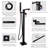 Cozyblock Floor Mount Bathtub Faucet Freestanding Tub Filler Standing High Flow Shower Faucets Mixer Tap, Swivel Square Spout With Square Handheld | Modern Design Tub Filler Faucet (Brushed Nickel)-124012866